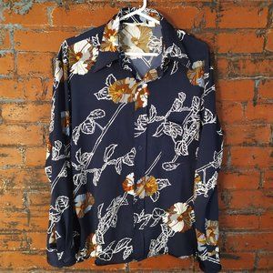 vintage Johnny Miller men's floral dress shirt, silky